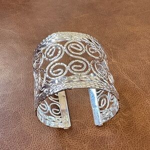 Elegant Silver Swirl Cuff Bracelet